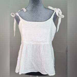 Old Navy White Gauze Tie Strap Tank Size Medium Summer Babydoll